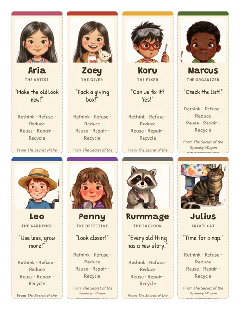 Preview of the Rummage Crew bookmarks