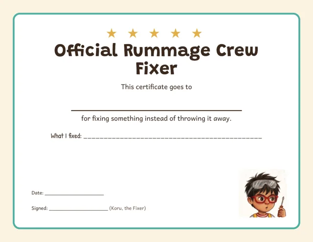 Preview of the Official Fixer certificate