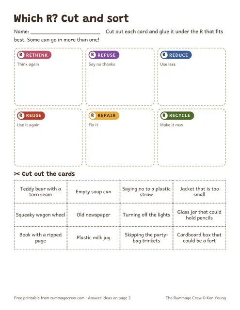 Preview of the Which R? Cut-and-sort worksheet
